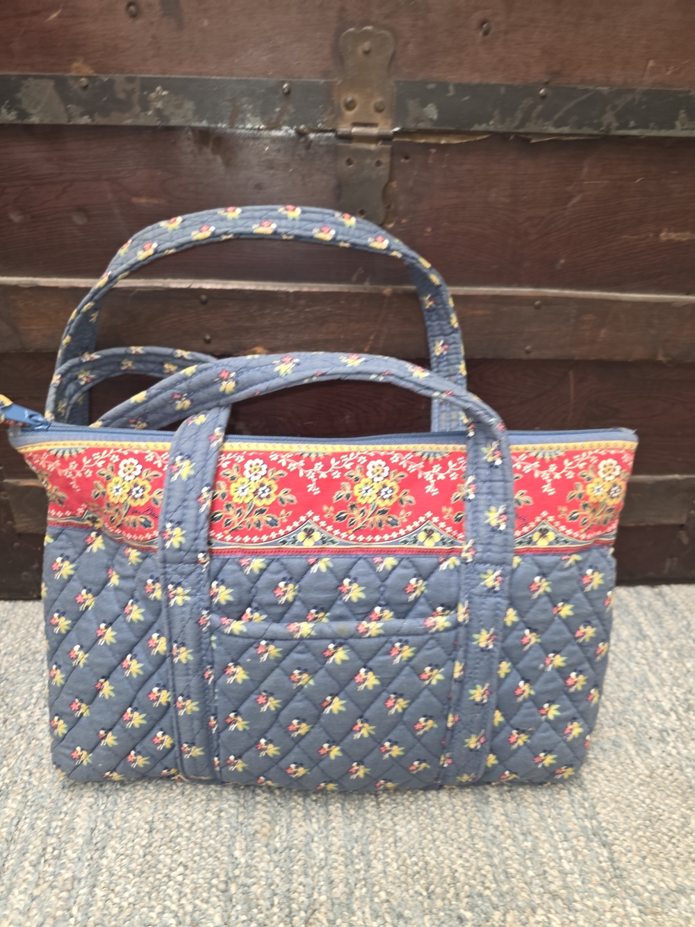 Vera Bradley Quilted Floral Tote Bag - Blue & Red